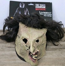 NWT The Texas Chainsaw Massacre Leatherface Dlx Adult Overhead Vinyl Mask W Hair