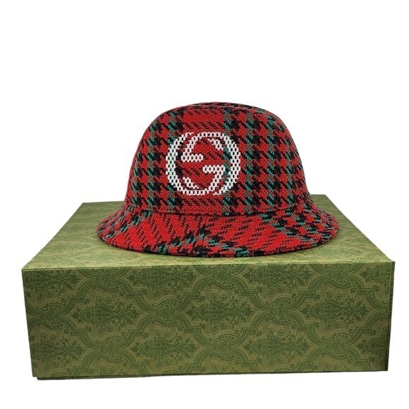Gucci Tweed Wool Houndstooth Interlocking GG Bucket Hat | eBay display picture 2