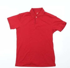 Mens Red Cotton Blend Polo Size S Collared