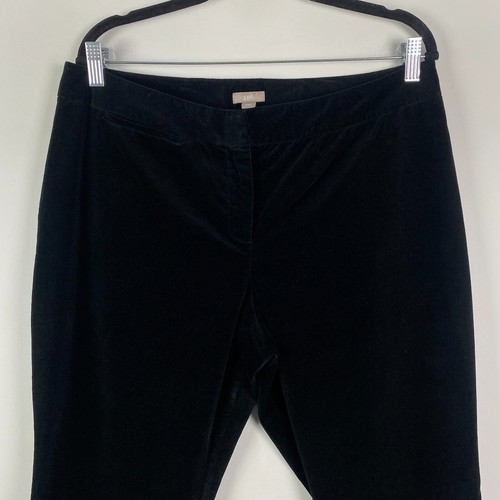 J Jill Pants Womens Size 12 Stretch Black Velvet Bootcut Pants Mid Rise - Picture 2 of 11
