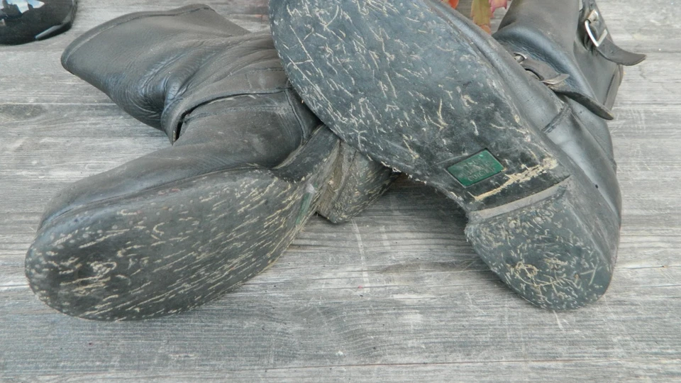 Vintage 80s SEARS KU Engineer Boots Black Leather Motorcycle 8.5E RARE 86506-767 - Image 4 of 4