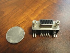 Lot of 10 Amphenol 1042 9-Pin Sub-D Connector, Female. PCB through hole mount  