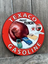 12in TEXACO Gasoline MOTOR OIL SIGN Gas Vintage Style Steel Sign Pump Plate