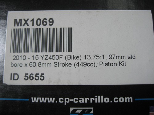 2010-17 YZ450F YZ450FX WR450F STD 97mm Cylinder CP Piston Gasket kits 13.75:1 - Picture 5 of 8