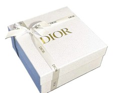 Christian Dior 8"x8" Pebbled White Square Gift Box w/Gold Logo Bow BRAND NEW 