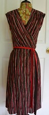 BCBGMAXAZRIA Wrap Dress S Brown Striped Sleeveless