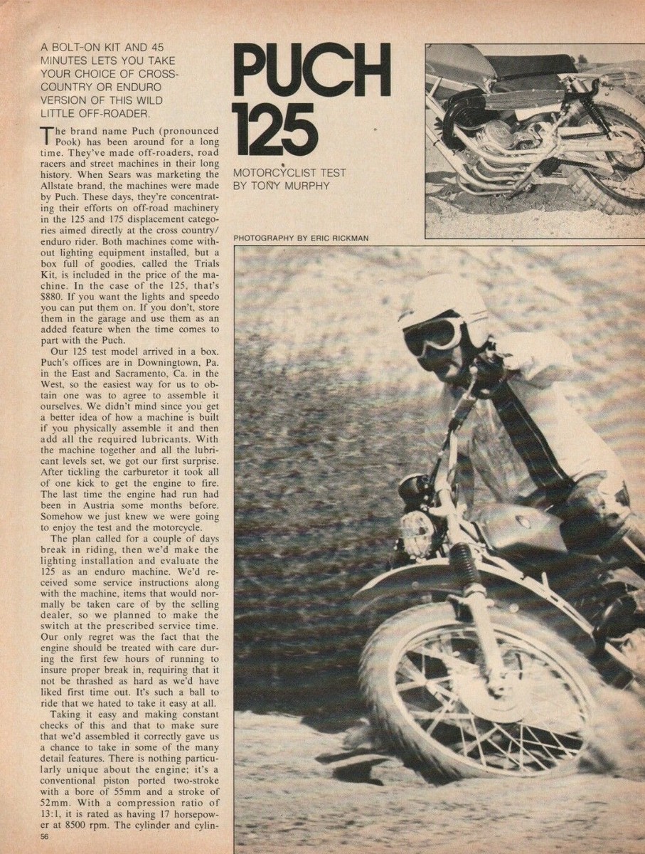 puchoページ 1972 Puch 125 - 5-Page Vintage Motorcycle Road Test Article | eBay