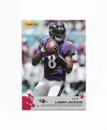 2019 NFL Panini Instant #13 Lamar Jackson 5 TD PASSES Baltimore Ravens /63