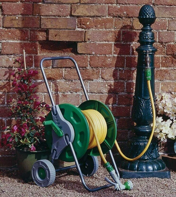 25m Hose Reel Cart Trolley Spray Gun Garden Outdoor Hosepipe Water Pipe  Portable