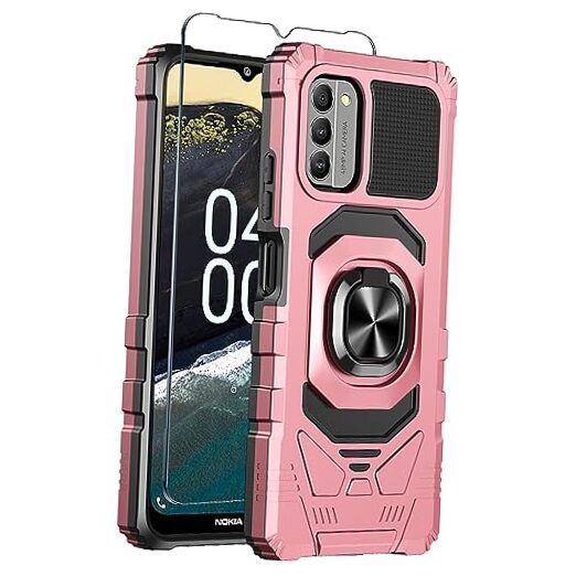for Nokia G310 5G Case with Tempered Glass Screen Protector,Military Grade Pink