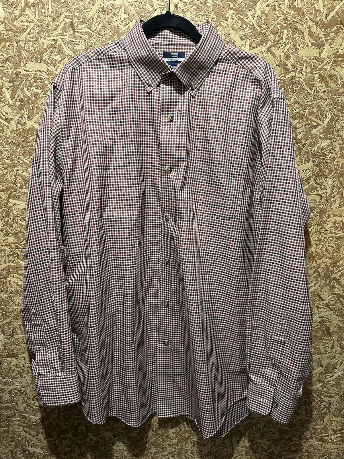 Denver Hayes Men’s Red Check Long Sleeve Button Down Size LT