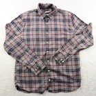 Johnnie O Shirt Men's Large Red Navy Gray Plaid Hangin' Out Button Down