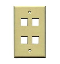 Keystone 4 Hole Port Jack Insert Flush Wall Face Plate Network CAT5e CAT6 Ivory