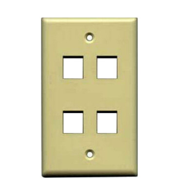 Keystone 4 Hole Port Jack Insert Flush Wall Face Plate Network CAT5e CAT6 Ivory