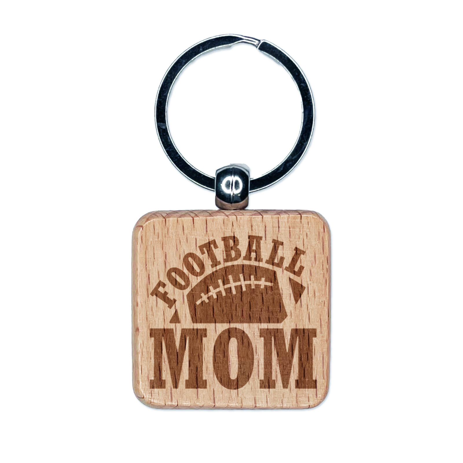 Football Mom Personalized Engraved Wooden Square Keychain Gift  