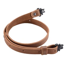 Rifle Gun Sling Buffalo Hide Leather with Mil-Spec Swivels Durable Gun Strap 1''