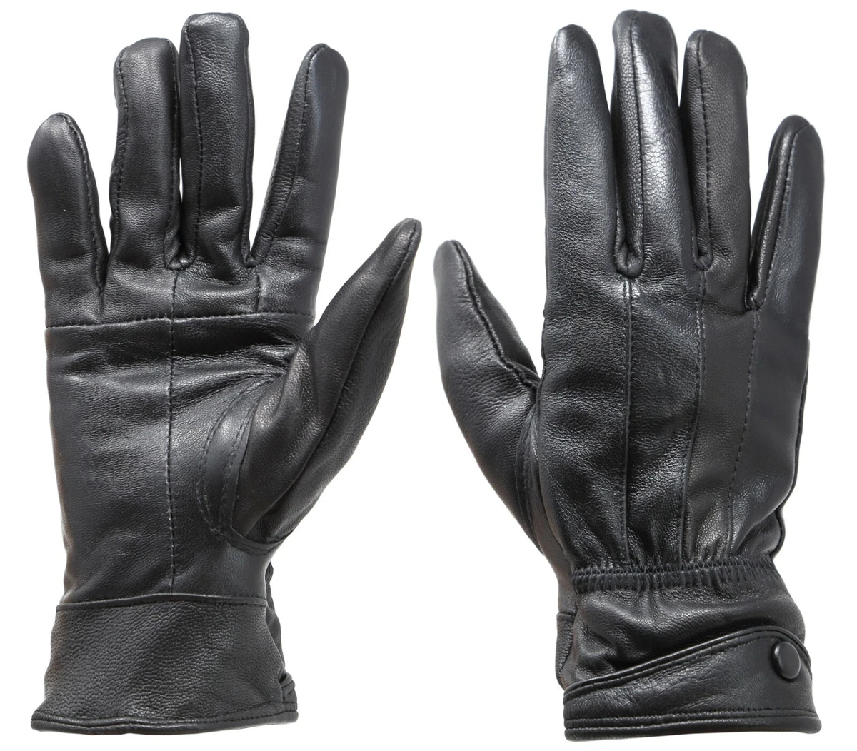 New Women's Black Winter Warm Genuine Leather Gloves w/ Fur Lined Gloves