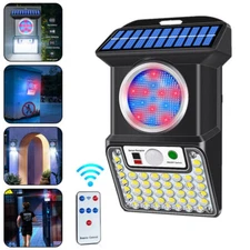 Solar LED Alarm Light Wireless Motion Sensor Detector Strobe Warning Lamp Remote