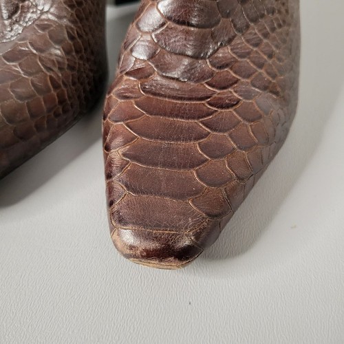 Donald Pliner Laila Booties Embossed Snakeskin Leather Dark Brown Size 8.5M - 第 6/15 張圖片