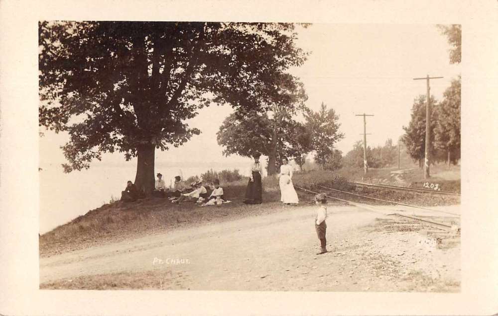 Picnic Scene Railroad Tracks Scenic View Real Photo Antique Postcard J80474