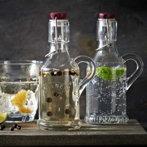 Clear Glass Bottle w/ Handle 200ml Preserve Jar Clip Top Storage Container 5pcs - Picture 4 of 7