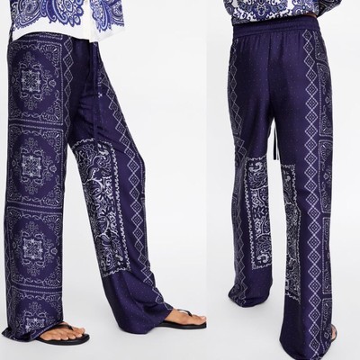 zara printed flowing trousers