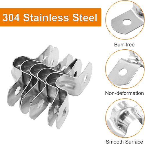 60Pcs M8 Rigid Pipe Strap 5/16" Stainless Steel Two Hole Strap U Bracket Clamps - Picture 5 of 12