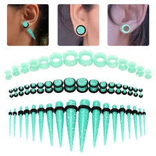 14-50PC Ear Stretching Gauge Kit Silicone Tunnel Acrylic Taper Plug Set 14G-1/2"