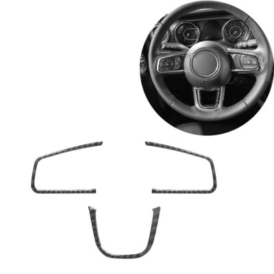 3pcs Carbon Fiber Steering Wheel Interior Trim For Jeep Wrangler Gladiator