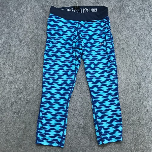 Leggings Nike Dri-Fit donna taglia XS blu stampa Capris tasca con cerniera atletico - Foto 2 di 12