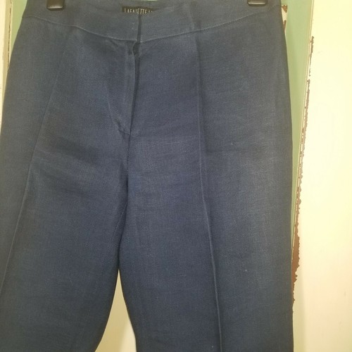 Lafayette 148 Linen Pants Sz 0 Navy Blue Drycleaned Menswear Style retail $298 - Picture 4 of 8