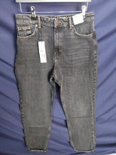 RRP £40 Size 12 (W:30 L:32) Topshop Mom High Waisted Tapered Leg Black
