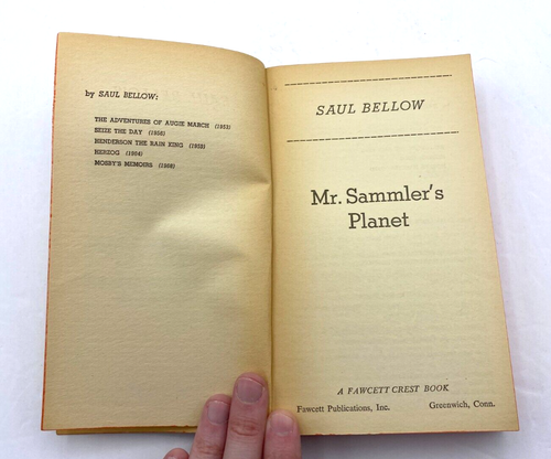 Mr. Sammler's Planet Saul Bellow 1971 Fawcett Crest Paperback Vtg Classic Novel - Picture 7 of 9