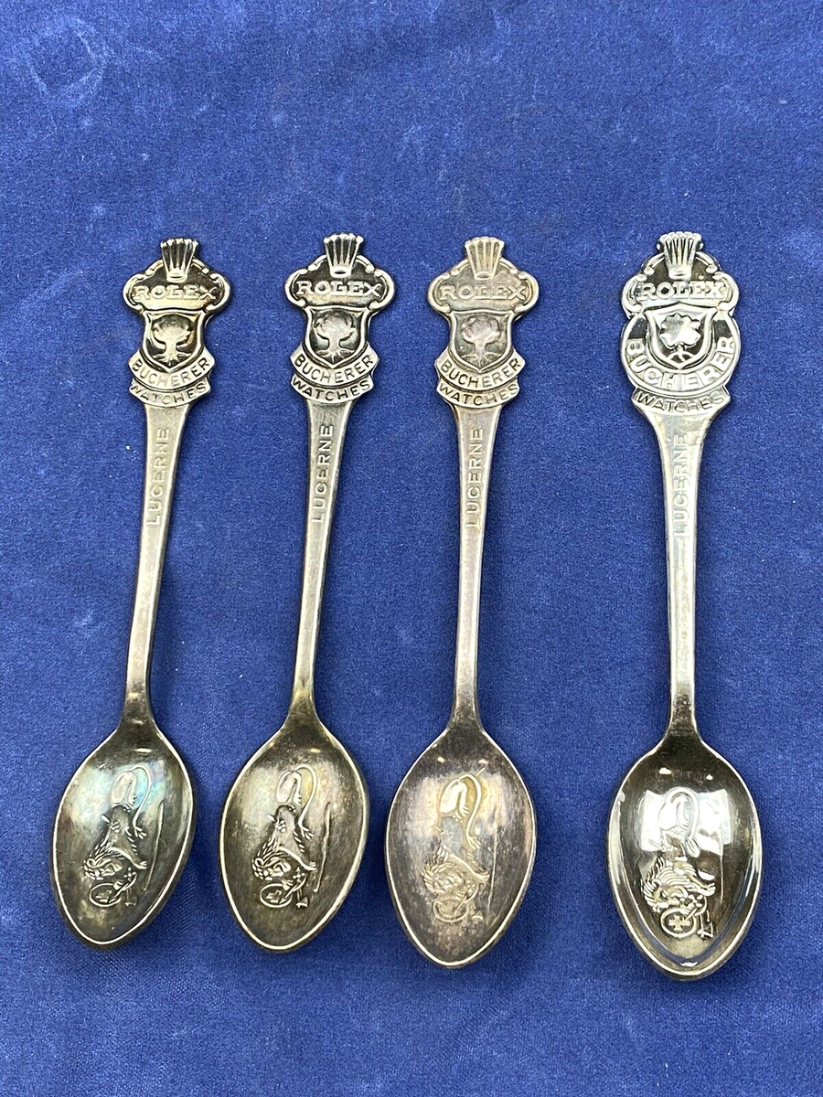ROLEX ロレックス BUCHERER カトラリー スプーンセット×4 Rolex Lucerne Bucherer of Switzerland Spoon in Box Sea Scape