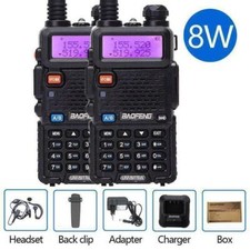 1/2X BAOFENG UV-5R FM TWO WAY RADIO DUAL BAND HAM WALKIE TALKIE 8W 1800MAH 128CH