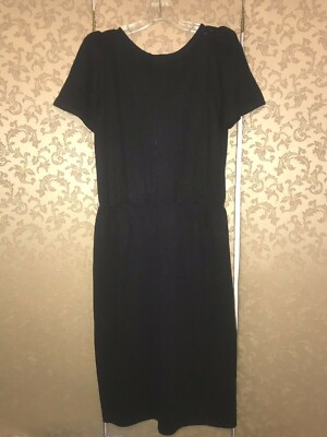 St. John Marie Gray Vintage 60s 70s Black Back Detail Santana Knit Dress Size 14