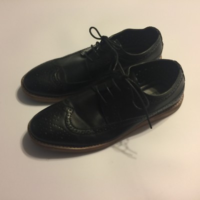 Harrison Myles Perforated Wingtip Derby Dress Brogue Shoes Black