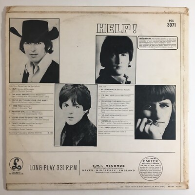 1965 THE BEATLES Help 1st UK Stereo Pressing 168-1/169-1 3AM/3AM