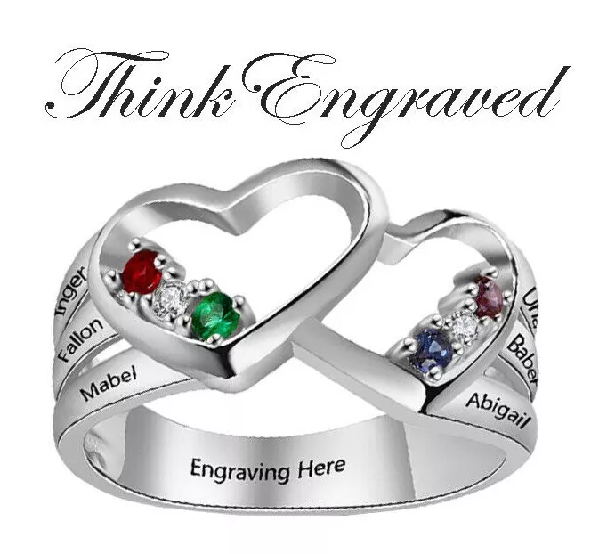 Double heart shop engraved ring