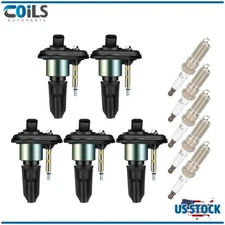 5 Ignition Coils & Spark Plugs Kit Fit For 2006 Hummer H3 3.5L l5