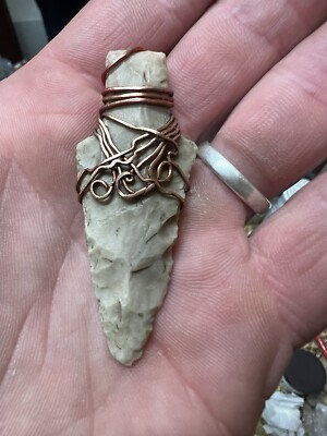 Native American Arrowhead Wrap Pendant Authentic Artifact Carrollton Point