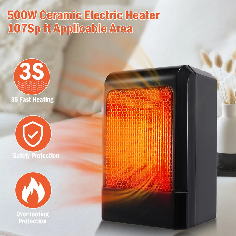 500 Watt Portable Ceramic Small Space Personal Mini Electric Heater Home Office