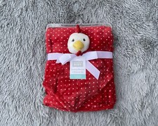 Chicken Red White Plush Personalized Newborn Security Blanket Lovey Gift Set