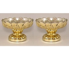 Compote Bowl Vase Glass Gold Mercury UNeven 6"Dia 4"High Set/2