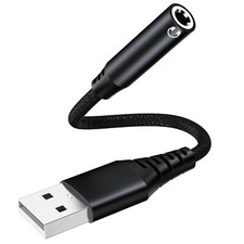 USB to 3.5mm Jack Audio Adapter Cable for Laptop PC Mac Windows PS4 Headset
