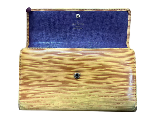 LOUIS VUITTON Epi Leather Long Wallet Yellow Purple Bifold Purse Vintage France - Picture 13 of 16