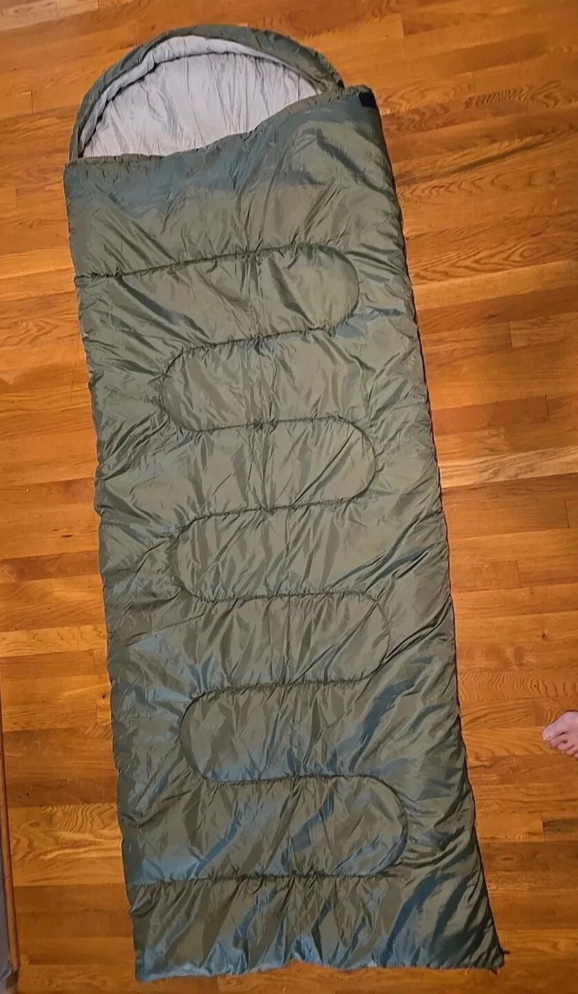 Adult Camping Sleeping Bag. Mountaineering Travel New Avocado Green (75+12)x33