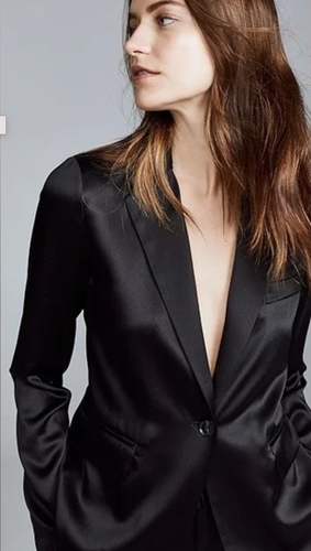 NILI LOTAN - $945 BLACK SILK CHARMEUSE "SOPHIA" BLAZER/JACKET (SEXY AF!!!) 4 - Picture 3 of 18