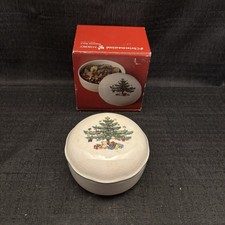 Nikko Christmas Time Round Lid Potpourri Trinket Box 4" Pine Tree Porcelain  18