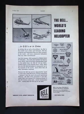 #ad Original 1959 Advert Bell Helicopter Model 47 Army Sioux Helicopters GBP 14.99